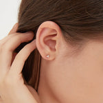 3-Leaf Clover Stud Earrings Gold on Ear