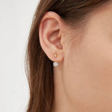 Diamond Stud Earrings in gold on ear