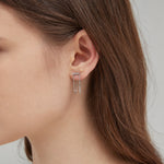 STMG Horizontal Bar Duo-chain Dangle Earrings on ear