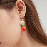 STMG Strawberry Dangle Earrings on ear