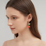 STMG Strawberry Dangle Earrings on ear