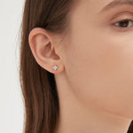 4-Leaf Clover Stud Earrings  in silver on ear