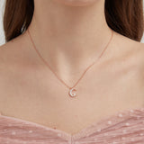 STMG Opal Star on Crescent Moon Necklace in rose gold on neck