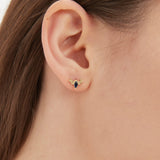 Black Bat Stud Earrings on ear