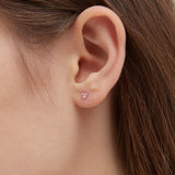 STMG Pink Heart Stud Earrings on ear