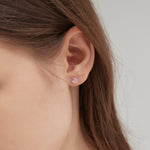 STMG Pink Heart Stud Earrings on ear