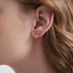 STMG Minimalist Bowknot Hoops in gold on ear