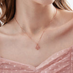 STMG Natural Rose Quartz Necklace on neck