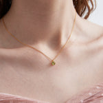 STMG Natural Peridot Necklace on neck