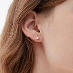 STMG Opal Vintage Style Stud Earrings in rose gold on ear