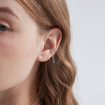 Duo-chain Tassel Ear Cuff Earrings on ear