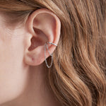 Duo-chain Tassel Ear Cuff Earrings  on ear