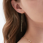 STMG Mirror Chain Threader Earrings on ear