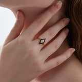 Black Rhombus Adjustable Ring on hand