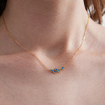 Blue Opal Olive Leaf Necklace on neck