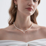 STMG Natural Pearl Choker Necklace on neck