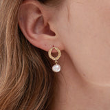 STMG Natural Pearl Ears of Wheat Dangle Earrings on ear