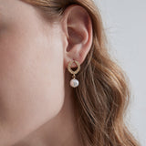 STMG Natural Pearl Ears of Wheat Dangle Earrings on ear