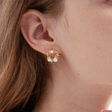 STMG Pearls Wreath Stud Earrings on ear