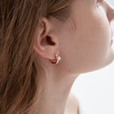 STMG Natural Pearl Hoop Earrings on ear