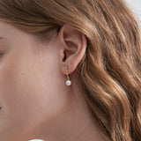 STMG Pearl Dangle Earrings in gold on ear