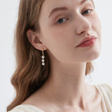 Triple Pearls Dangle Earrings (S925)