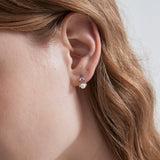 STMG Pearl Droplet Stud Earrings in silver on ear