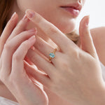 STMG Sky Blue Diamond Adjustable Ring on finger