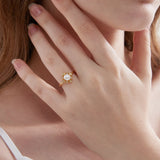 STMG Natural Pearl Vintage Style Adjustable Ring on finger