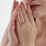 Blue Topaz on Olive Leaf Ring on hand