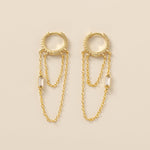 Chain Tassel Dangle Hoops in gold