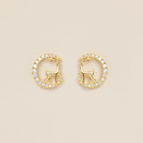 Crescent Moon Reindeer Stud Earrings