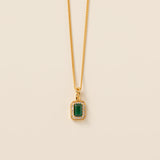 STMG Green Emerald Rectangle Necklace