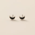 Black Crescent Moon Stud Earrings