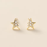 STMG Half Pentagram Stud Earrings in gold