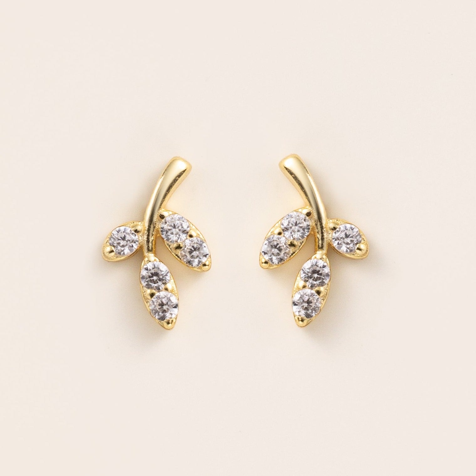 STMG Tiny Leaf Stud Earrings in gold 