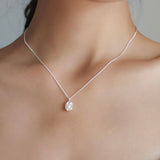 STMG Natural Pearl Necklace in silver on neck