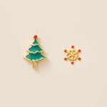 STMG Snowflake and Christmas Tree Stud Earrings in gold