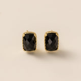 STMG Natural Black Agate Stud Earrings 