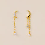 STMG Moon with Star Dangle Earrings in gold