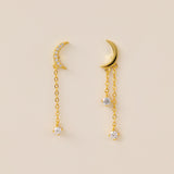 STMG Moon with Star Dangle Earrings in gold