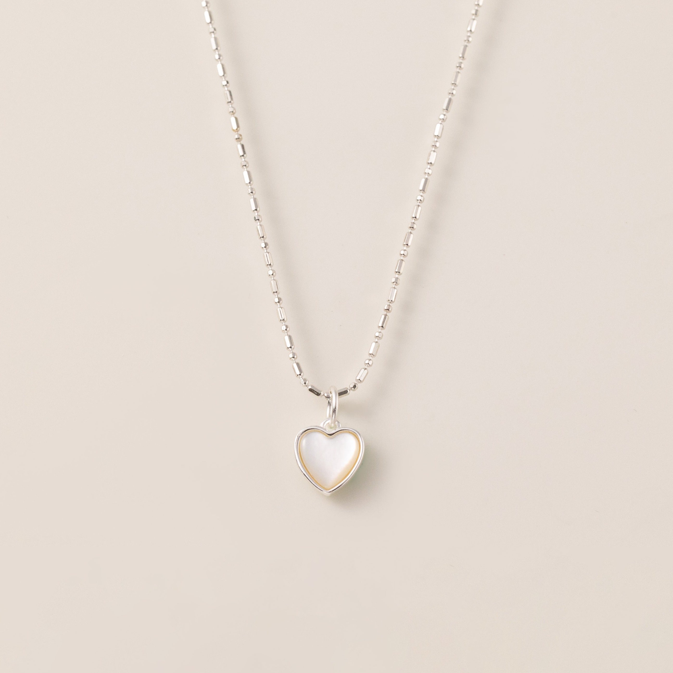 STMG Natural Mother of Pearl Heart Necklace