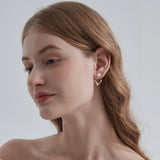 STMG Natural Pearls with CZ Stars Dangle Earrings on ear