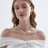 STMG Natural Pearl Choker Necklace on neck