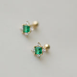 STMG Green Emerald Stud Earrings in gold