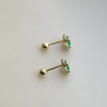 STMG Green Emerald Stud Earrings in gold