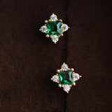 STMG Green Emerald Stud Earrings in gold