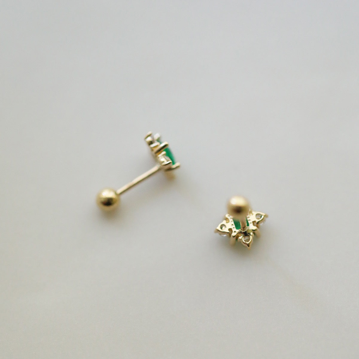 STMG Green Emerald Stud Earrings in gold