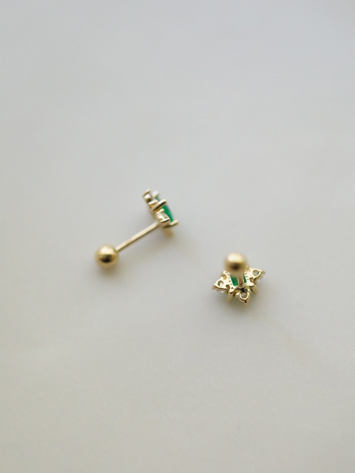 STMG Green Emerald Stud Earrings in gold