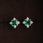 STMG Green Emerald Stud Earrings in gold